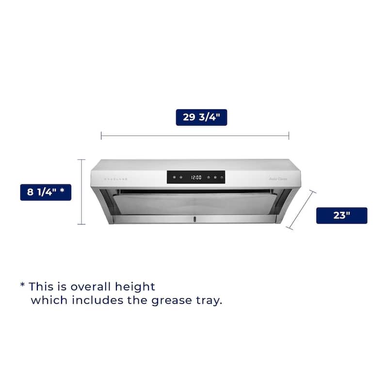Hauslane PS38 30" Under Range Hood , Atuo Steam Clean, 6 Speed